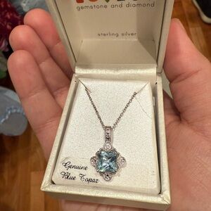Elegant Sterling Silver Necklace with Blue Topaz